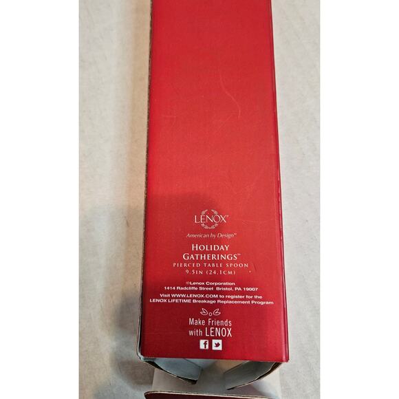 Lenox Holiday Gatherings Large Pierced Table Spoon 9.5" Stainless Steel Red - Picture 5 of 5